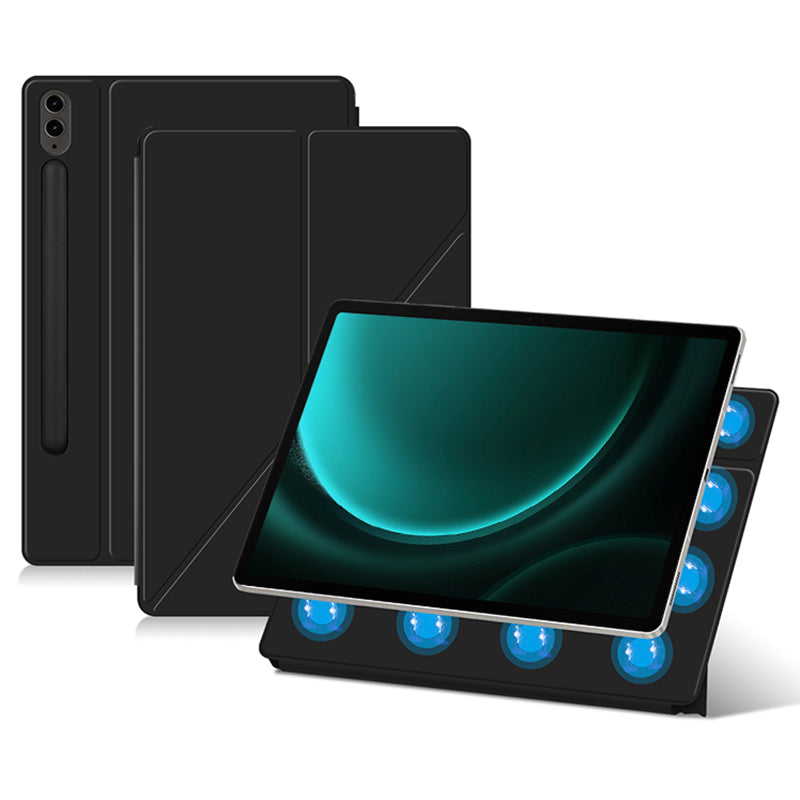 For Samsung Galaxy Tab S9 FE+ Case Magnetic PU Leather+PC Anti-scratch V-fold Stand Tablet Cover For Samsung Galaxy Tab S9 FE+ Case Magnetic PU Leather+PC Anti-scratch V-fold Stand Tablet Cover